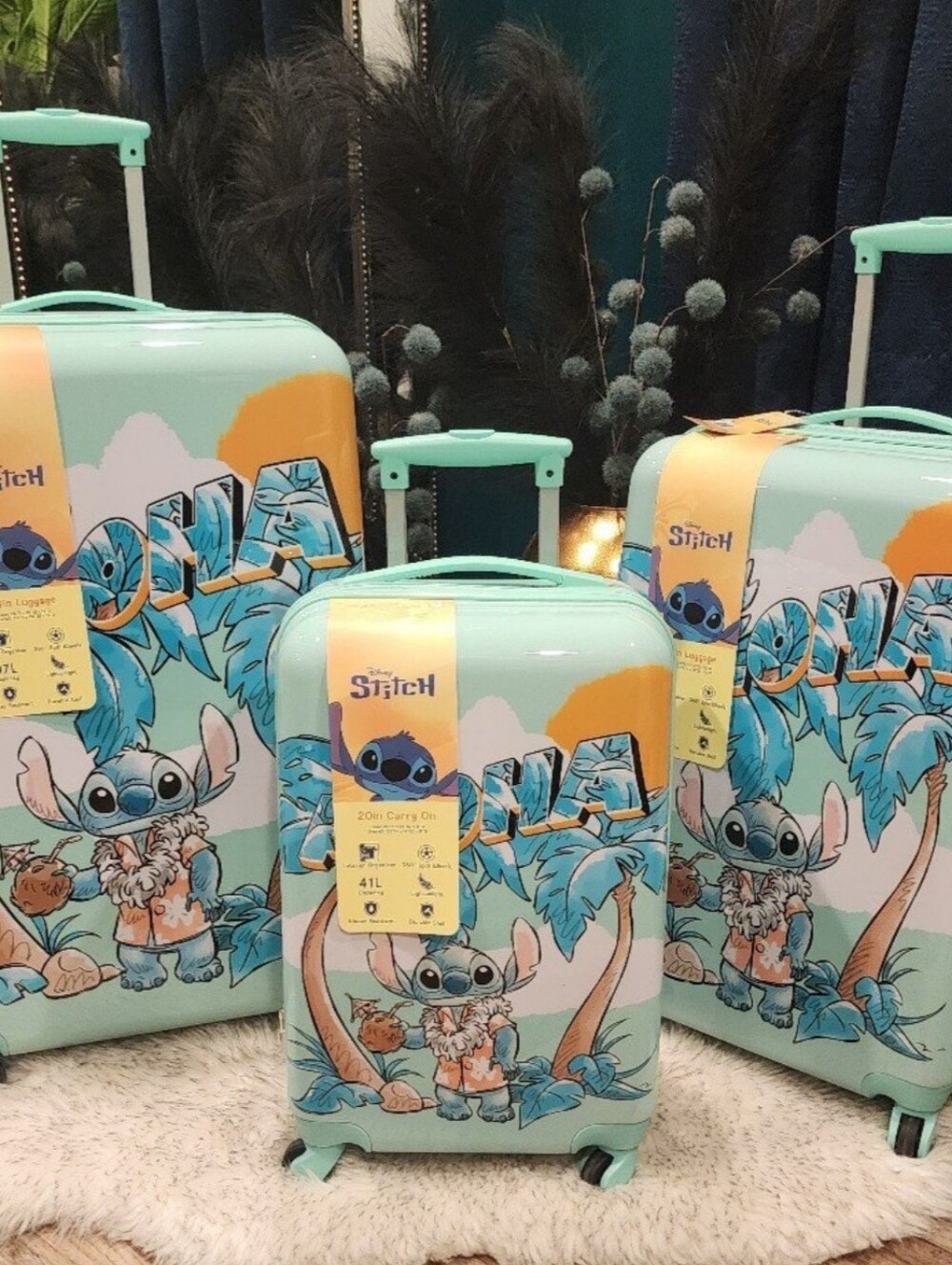 Set of 3 Lilo&Stich Aloha Bloworld 28"24"20"suitcases New